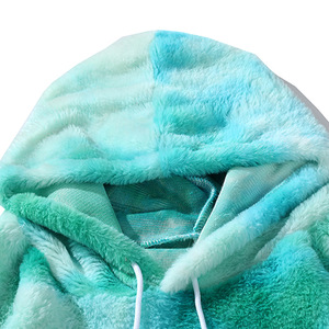 Heavyweight T-shirt Custom Tye Dye Hoodies Fashion <strong>Hoddies</strong> for Men Kangaroo Pocket Tie Dye Faux Fur <strong>Fluffy</strong> Hoodie Wholesale - Product Image 6