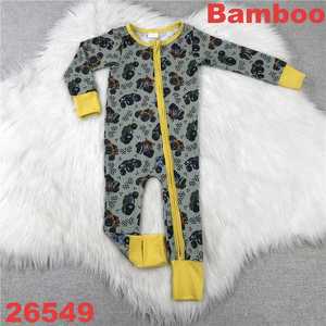 도매 대나무 원단 신생아 유아 롬퍼 옷 원지 지퍼 아기 대나무 잠옷 유아용 대나무 잠옷 - Product Image 3