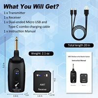 HUASHENG HSTR16 Rechargeable Wireless Audio Transmission System for Guitar Electric Drum Keyboard (Transmitter Receiver) Custom
