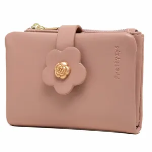 PRETTYZYS最新柔软纯色奢华女性玫瑰钱包便携女孩钱包时尚离合器钱包