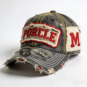 Gorra de béisbol desgastada 2026 de sarga impermeable con parte superior suave, visera larga, vaquera lavada, color sólido, estilo retro streetwear, bordado 3D, Dad Hat - Product Image 1