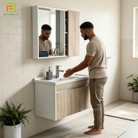 Meuble-lavabo moderne et simple en céramique, étanche, avec rangement flottant, en contreplaqué, pour salle de bain