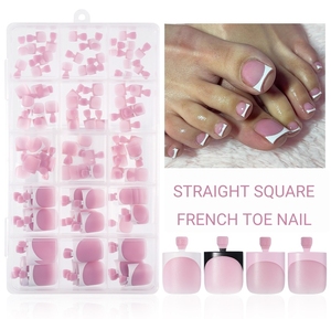 MyBeautyNails Private Label French Manucure d'orteils carrée droite en <span class=keywords><strong>gel</strong></span> souple à presser, <span class=keywords><strong>faux</strong></span> ongles courts <span class=keywords><strong>Gel</strong></span> X pour les orteils - Product Image 2