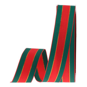 LINGKAI Wholesale <b>Red</b> Green Gold Stripe Grosgrain Christmas <b>Ribbon</b> for Gift Wrapping Tree Bow Holiday Decor - Product Image 4