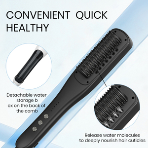 Professional Electric Ceramic Steam Hair Straightener Brush & <b>Comb</b> 5 Temperature Settings PTC Fast <b>Heating</b> for All Hair Types - Product Image 4