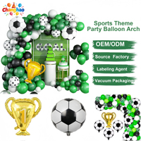 Nouveaux styles de décorations pour fêtes sur le thème du football, ballons en latex verts avec ballons en feuille d'aluminium en forme de ballon de football pour anniversaires et célébrations