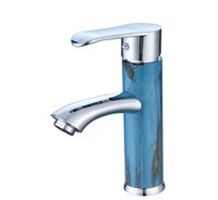 Robinet de lavabo à motif de jade en plastique ABS en gros avec mitigeur en laiton pour salle de bain-Robinet d'eau froide et chaude pour centre commercial