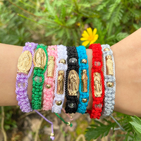 Bracelets porte-bonheur en perles de cristal colorées plaquées en or, bijoux catholique faits à la main, ajustables, pour femmes, vierge marie, Saint Jude