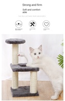Arbre à chat compact de 40 cm à trois niveaux avec poteau à gratter en sisal et plateformes en peluche courte pour chats d'intérieur