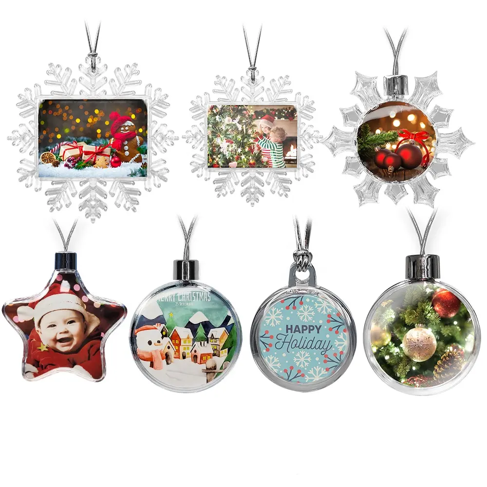 Kingsub Sublimation Christmas Ornaments 2021 Personalized Clear Plastic Blank Snowflake Sublimation Christmas Ornament