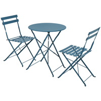 Manufacture métal pliant 3 pièces Patio carré table pliable et siège à lamelles chaise jardin ensemble extérieur Bistro table ensemble