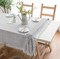 Nappe en lin Tissu naturel Maison Salle à manger Respirant Lavable en machine Rectangulaire