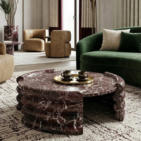 Table basse ovale moderne et simple en pierre Rosa Levanto Cammy Stone pour salon, maison, petit appartement, villa, style luxe léger