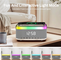 15W draadloze oplader, speaker, wekker met witruis, RGB LED-licht, TF, AUX, multifunctionele bedlamp