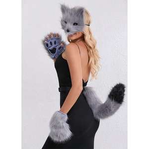 Mulheres e Meninas Festa de Halloween Faux Fur Fox Gato e Lobo Cosplay Traje com Cauda e Luvas Material de Pelúcia Presente - Product Image 6