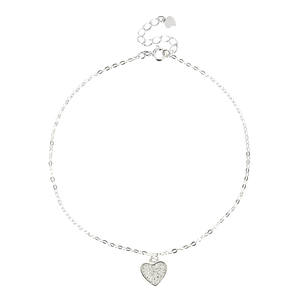 गर्म बिक्री कस्टम 925 स्टर्लिंग चांदी महिलाओं की पायल सरल प्यार दिल घन Zirconia ठीक गहने पैर की चेन पायल - Product Image 5