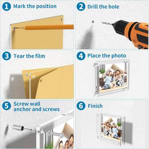 Cadres photo en acrylique <span class=keywords><strong>transparent</strong></span> <span class=keywords><strong>pour</strong></span> mur Cadres photo modernes sans cadre Cubes carrés transparents Cadre photo suspendu flottant - Product Image 6