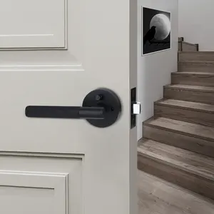 Kunci pegangan pintu hitam paduan seng hitam ramping dengan kunci pegangan pintu Harga kompetitif untuk privasi