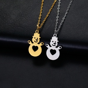 Collar de Cadena de Eslabones de Acero Inoxidable para Niños al por Mayor, con Colgante de Muñeco de Nieve Chapado en Oro de 18k, Regalo de Moda - Product Image 2