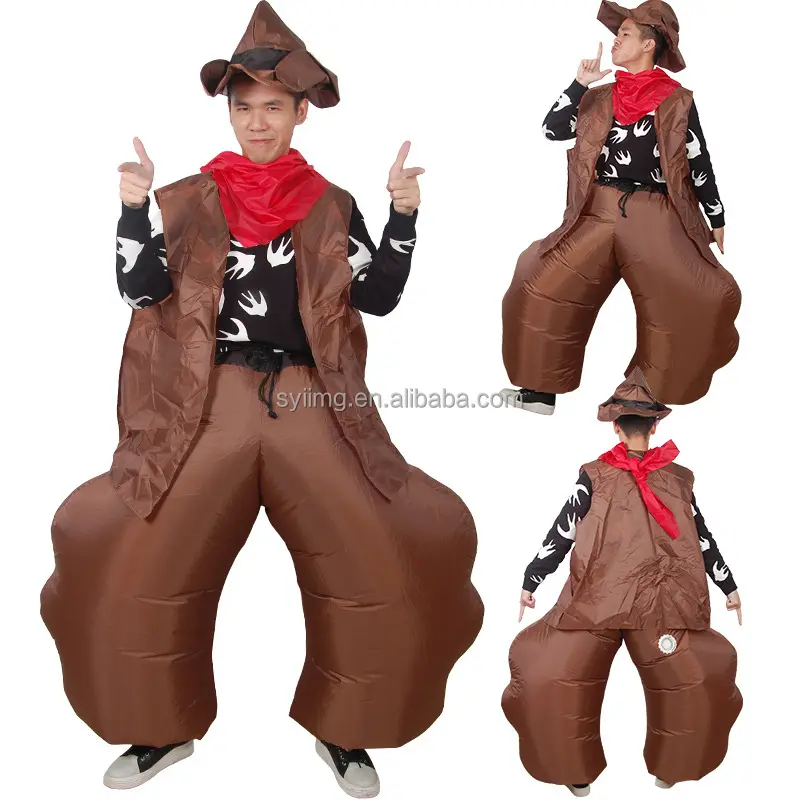 Costume de Cowboy gonflable Fat Holiday Party, Costume géant gonflable d'halloween, Costume Fat Cosplay marron