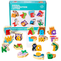 Bloques de Animales en Inglés de Madera 3D de Doble Cara, Nuevo Rompecabezas de Combinación de Números y Letras para Educación Temprana