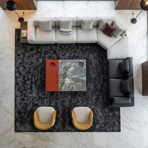 أطقم غرفة معيشة عصرية حديثة، أريكة مخملية مزخرفة بمقاعد 1+2+3 - Product Image 2