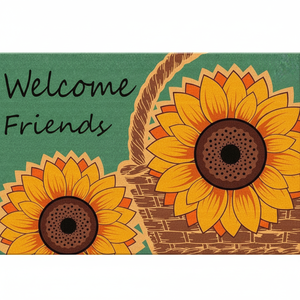 Alfombrillas de fibra de coco naturales hechas a mano con estampado de girasol, lavables y duraderas para la oficina moderna y la entrada del hotel, hermosa protección contra el polvo - Product Image 1