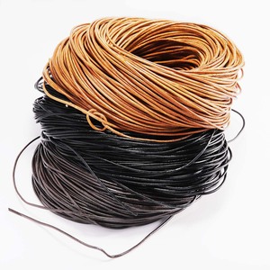 Genuine <b>Leather</b> Round Cowhide Rope Black Dark Brown Khaki Jewelry Making Supplies For <b>Bracelets</b> And Accessories - Product Image 1