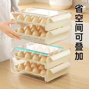 Boîte de rangement pour œufs, type tiroir de réfrigérateur, empilable avec poignée, hermétique, conservation des aliments frais, qualité alimentaire, sans BPA - Product Image 4
