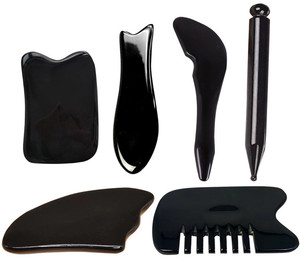 Commercio all'ingrosso corno di bufalo raschiando bordo occhio viso gua sha bastone viso sottile corpo attraverso massaggiatore guasha corno meridiano - Product Image 1