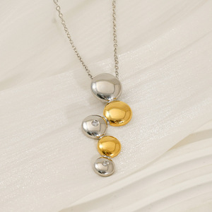 Zogxin Metal Round Titanium Steel Necklace Gold Silver Ball Pendant Fashion Geometric Clavicle Chain For Women Party Leisure - Product Image 2