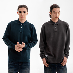 <span class=keywords><strong>Polo</strong></span> maschile a maniche lunghe in <span class=keywords><strong>cotone</strong></span> tinta unita Europa e Stati Uniti - Product Image 5