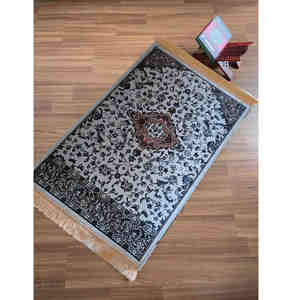 Tapis de prière musulman en velours floral en diamant doré, fait à la machine, à poils coupés, antidérapant, lavable, pour <span class=keywords><strong>les</strong></span> voyages et la maison, cadeau - Product Image 2