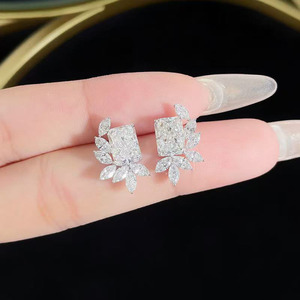 패션 럭셔리 마르퀴즈 에메랄드 컷 18K 화이트 골드 랩그로운 다이아몬드 스터드 귀걸이 이어커프 패션 스터드 귀걸이 골드 귀걸이 - Product Image 3