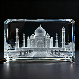 HBL персонализированный индивидуальный дизайн религиозный 2D/3D лазерная гравировка Тадж Махал Пустые Хрустальные кубики для подарков, сувенир для праздника - Product Image 4