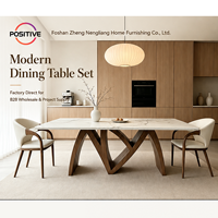 Table à manger moderne en marbre avec pieds en bois, meubles de salle à manger rectangulaires, style nordique, projet hôtelier, fabrication OEM, directement de l'usine