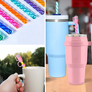 Wholesale Hot Selling Eco-Friendly PET Material <b>Drinking</b> <b>Straws</b> Reusable Crystal Wave Pattern <b>Straw</b> - Product Image 5