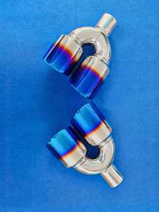 Puntas de escape dobles azules quemadas de acero inoxidable de 2,5 pulgadas, silenciador cromado pulido, tubo de cola, embellecedor de extremo trasero de coche Universal - Product Image 4