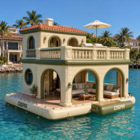 Casa Flotante Mediterránea Inflable de Dos Pisos con Muebles Completos para Parques Acuáticos y Resorts Globales, Venta al Por Mayor