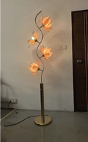 Lampe sur pied LED élégante en forme de lotus rose, E26, en fer forgé et verre, style floral moderne, lumière blanc chaud pour la maison, le salon et le jardin