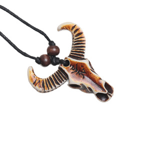 Collier décontracté rétro rétractable avec pendentif en résine en forme de crâne de buffle, adapté aux hommes et aux femmes en <span class=keywords><strong>couple</strong></span> - Product Image 5