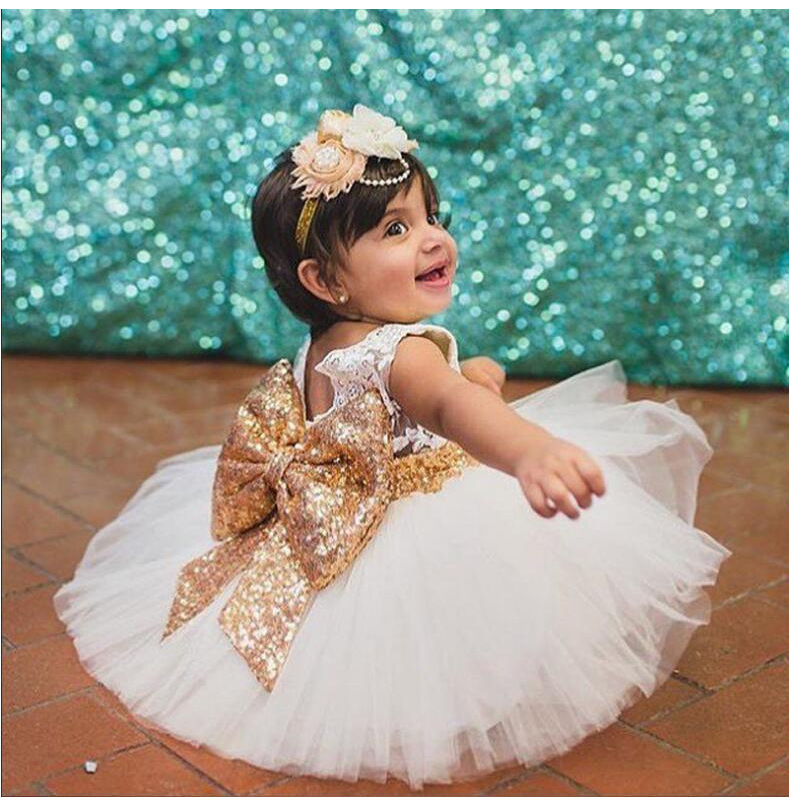 1ª Fiesta De Cumpleaños De La Boda De Las Niñas De Bebé Vestido De Encaje De
