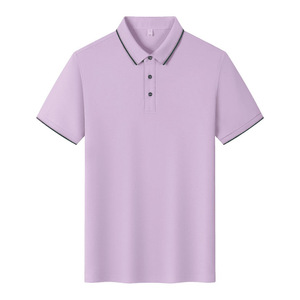 Customized Polo Shirt Solid Color Polyester Short Sleeve Contrast Trim Daily Wear - Product Image 1