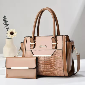 Sac à main pour femme en PU brillant effet crocodile, grande capacité, ensemble deux pièces, sac messager coréen, sac à bandoulière - Product Image 2