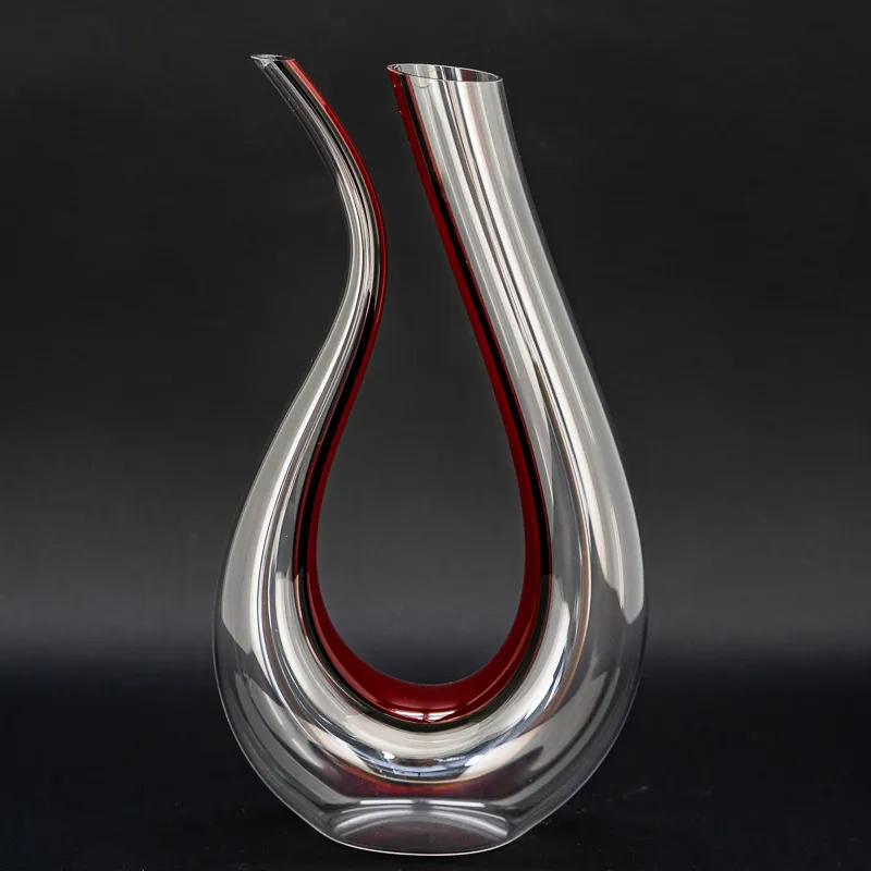 Handmade Unique shaped Colored Glass Clear Red Wine Decanter