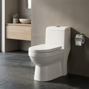 WC monobloc contemporain en céramique à double chasse, économie d'eau, avec siphon en S et en P, à poser au sol, pour salle de bain - Product Image 2