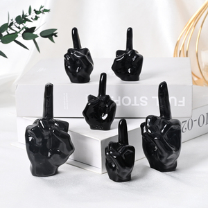 Venta al por Mayor de Cristal Curativo de Alta Calidad, Estatua de Dedo Medio de Obsidiana Negra, Decoración de Cristal - Product Image 5