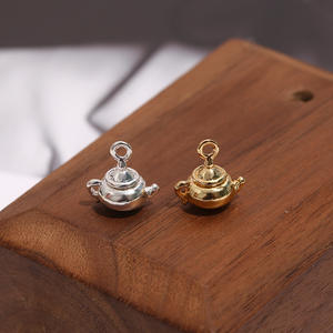 Electroplated Gold Silver Mini Chinese <b>Teapot</b> Small Pendant Jewelry Making DIY Jewelry Accessories Custom Logo 2g Wholesale - Product Image 3