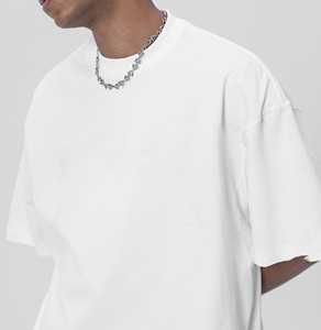 เสื้อยืดพรีเมียม 100% ผ้าฝ้าย ไซส์ใหญ่ ทรงบ็อกซี่ หนานุ่ม ไม่มีลาย ไหล่ตก ทรงโอเวอร์ไซส์ สีขาว เสื้อยืดผู้ชาย - Product Image 2