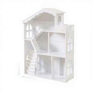 Ensemble de jouets en bois style nordique DIY : Maison de poupée de simulation, Villa de princesse, Château pour enfants, Bibliothèque et Étagère - Product Image 1
